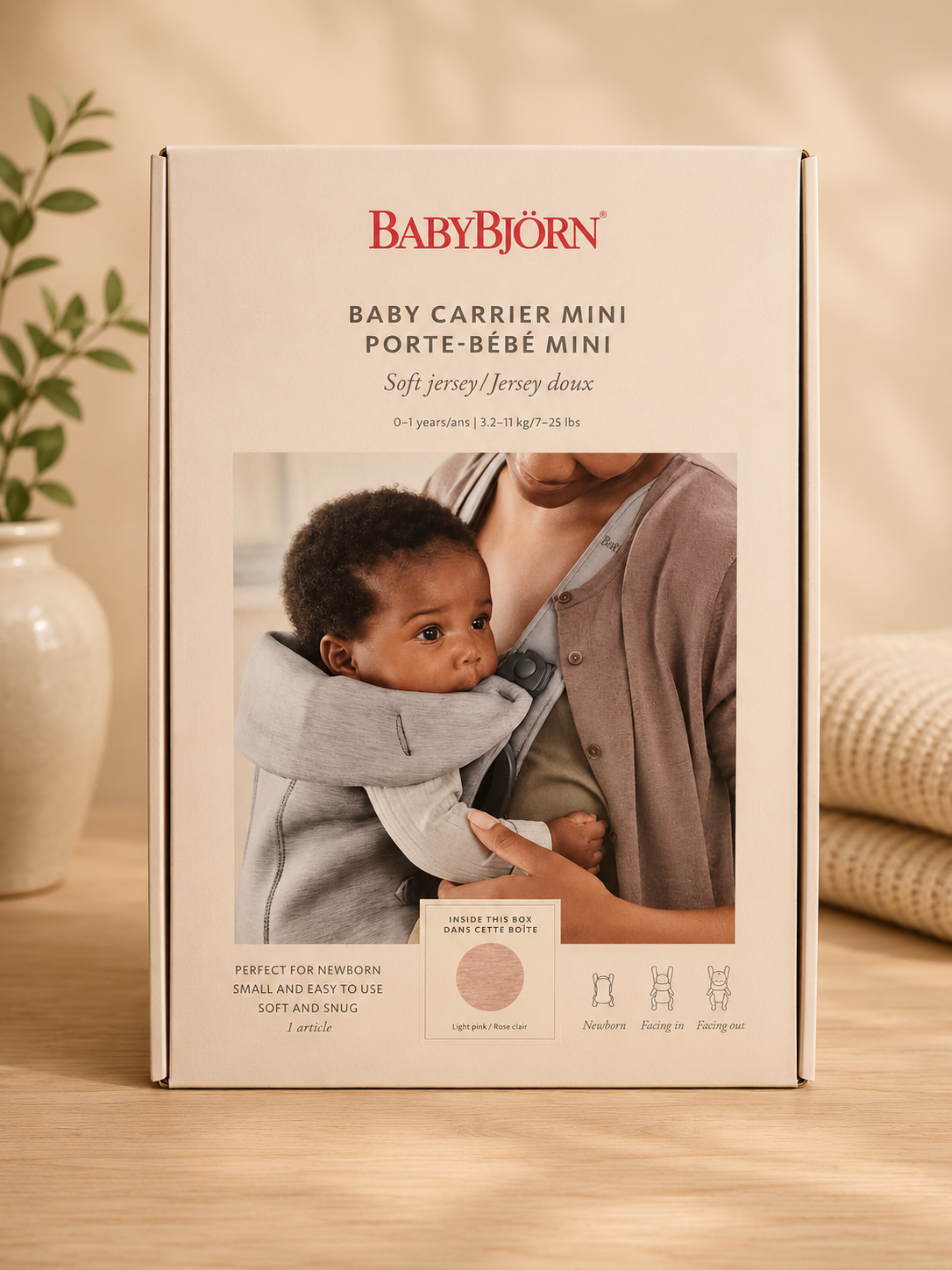 BabyBjörn Porte-Bébé Mini Coton Confortable – Newborn – 3,2 à 11 kg