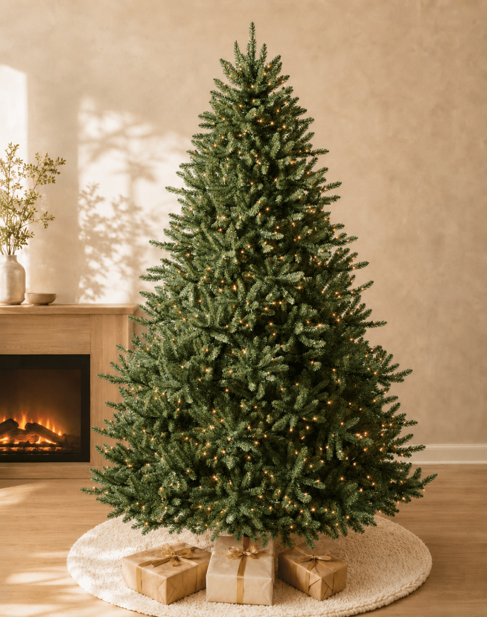 Balsam Hill Sapin de Noël Artificiel Classic Blue Spruce 9 pi avec Lumières DEL Blanc Chaud - Ayoye Destock