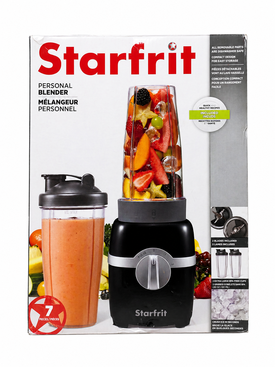 Starfrit Mélangeur personnel 7 pièces avec 2 gobelets de 828 ml