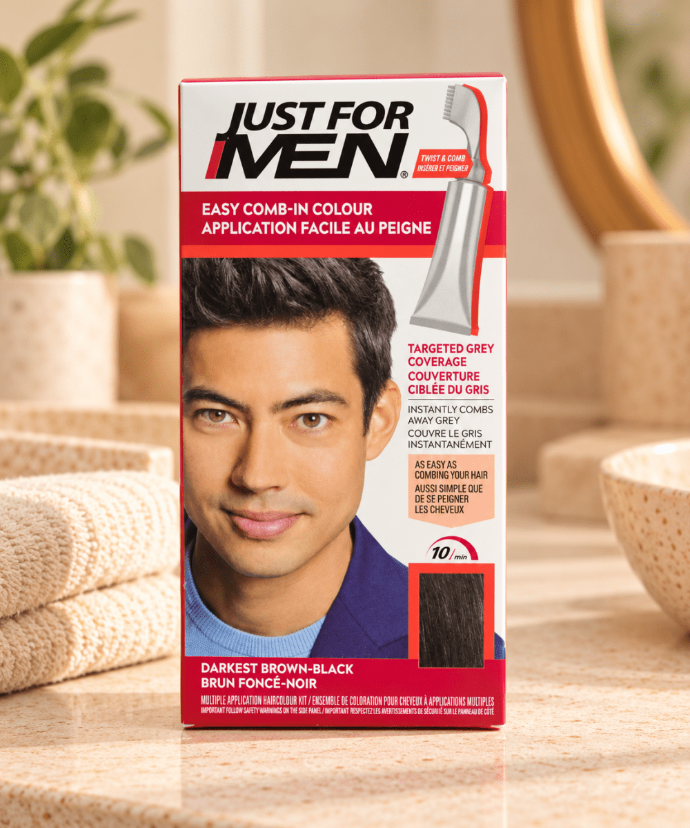 Just For Men Easy Comb-In coloration capillaire pour homme – Application au peigne, couvre le gris en 10 minutes, sans ammoniaque ni peroxyde - Ayoye Destock