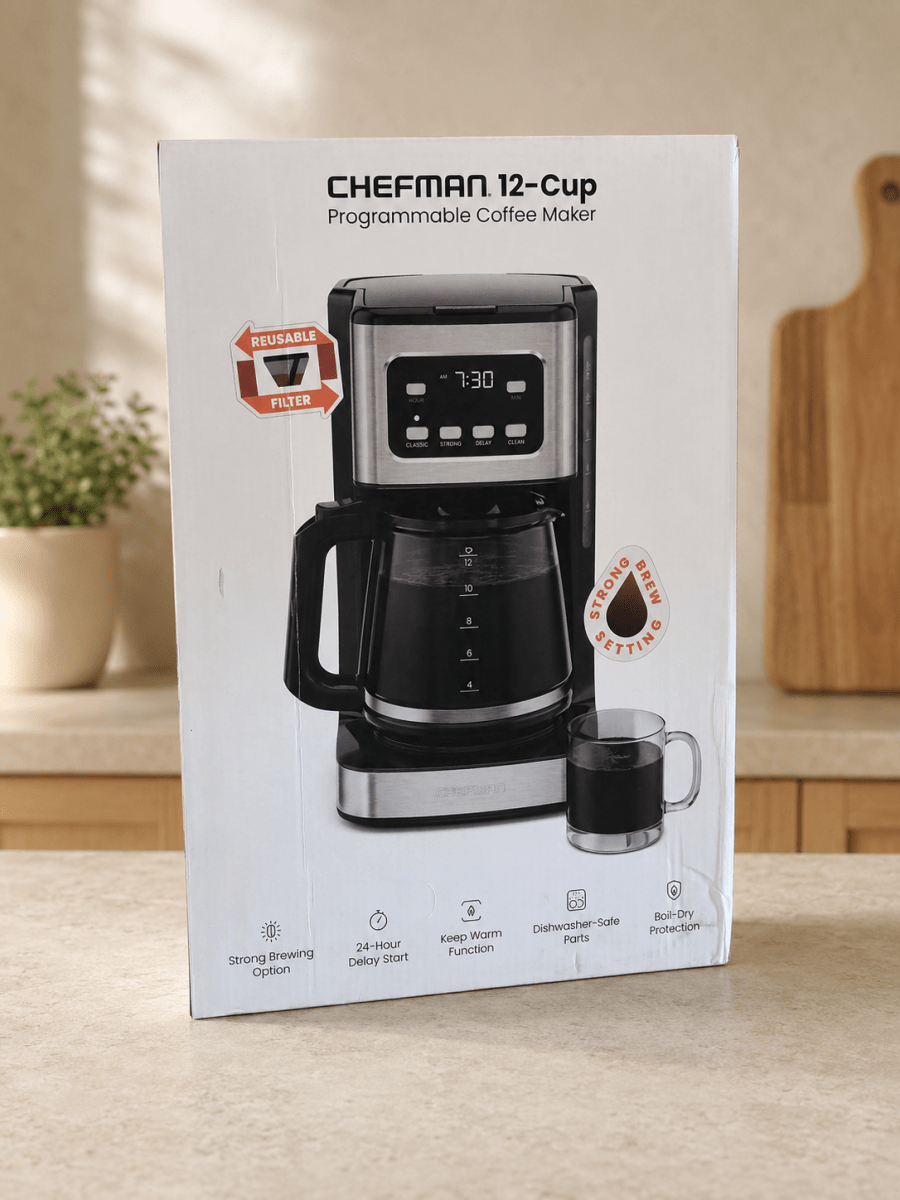 Chefman 12 tasses – Cafetière programmable en acier inoxydable - Ayoye Destock