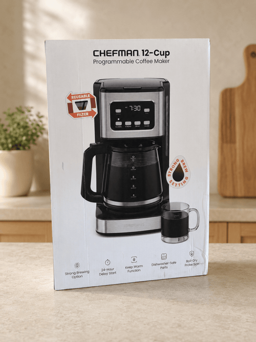 Chefman 12 tasses – Cafetière programmable en acier inoxydable - Ayoye Destock