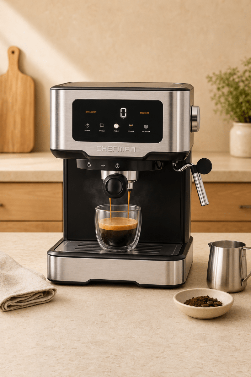 Chefman CraftBrew – Machine à espresso avec buse à vapeur et commandes numériques - Ayoye Destock