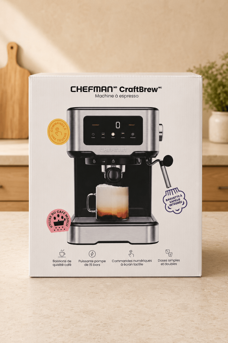 Chefman CraftBrew – Machine à espresso avec buse à vapeur et commandes numériques - Ayoye Destock