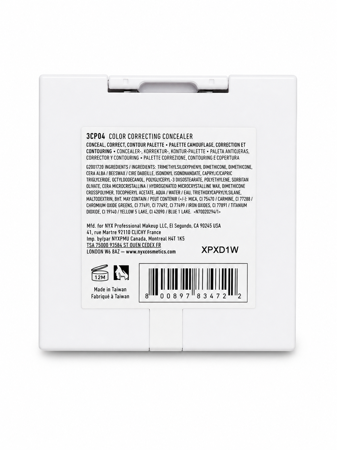 NYX Professional Makeup Color Correcting Concealer Palette 6 teintes