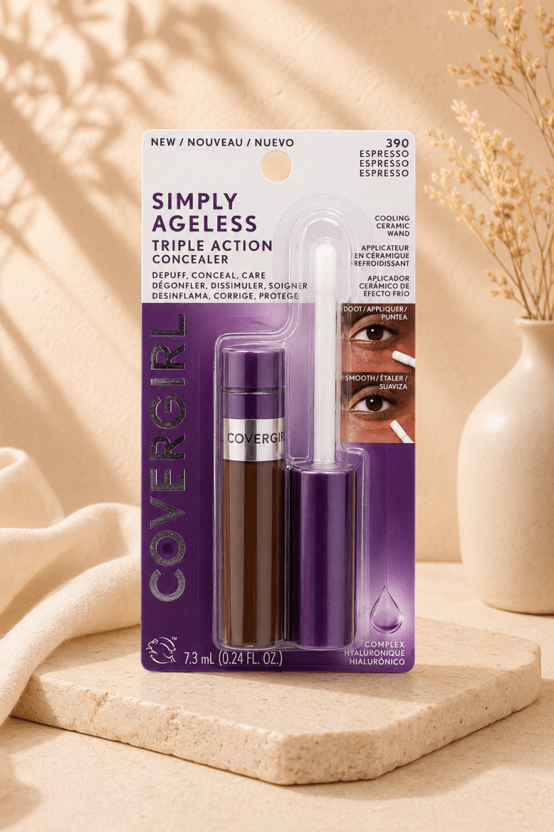 Covergirl Simply Ageless Triple Action Concealer – Anticernes triple action à applicateur céramique refroidissant - Ayoye Destock