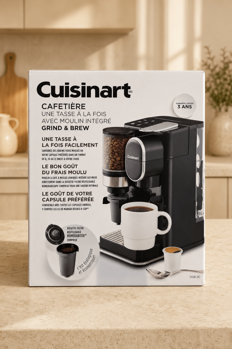 Cuisinart Grind and Brew – Cafetière une tasse à la fois avec moulin à café intégré - Ayoye Destock