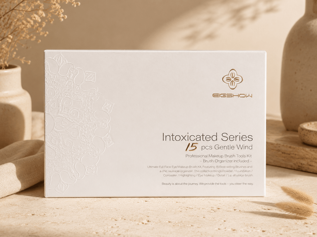 EIGSHOW Beauty Intoxicated Series – Ensemble de 15 Pinceaux de Maquillage Professionnels "Gentle Wind" avec Pochette Organisatrice - Ayoye Destock