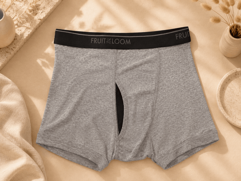 Fruit of the Loom – Caleçon boxeur gris avec braguette en maille respirante pour homme, vendu à l'unité - Ayoye Destock