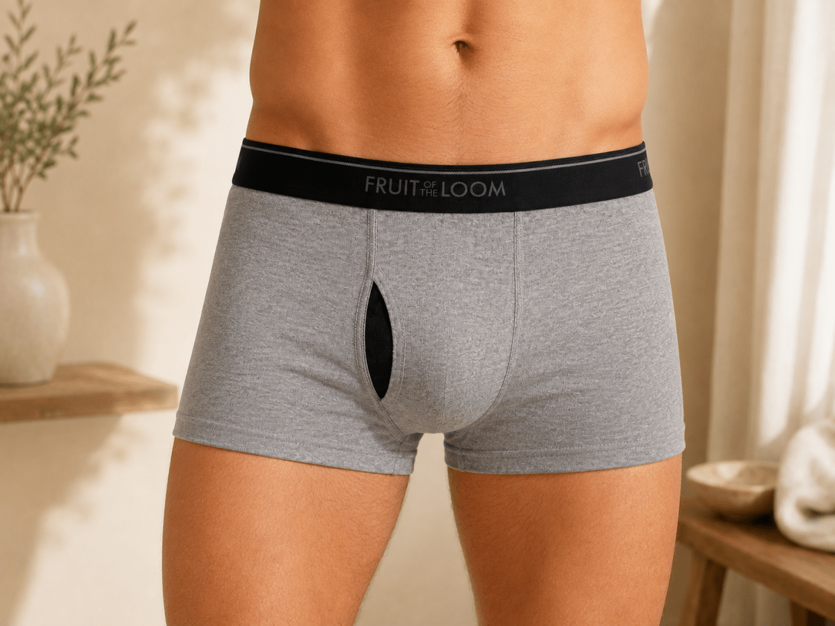 Fruit of the Loom – Caleçon boxeur gris avec braguette en maille respirante pour homme, vendu à l'unité - Ayoye Destock