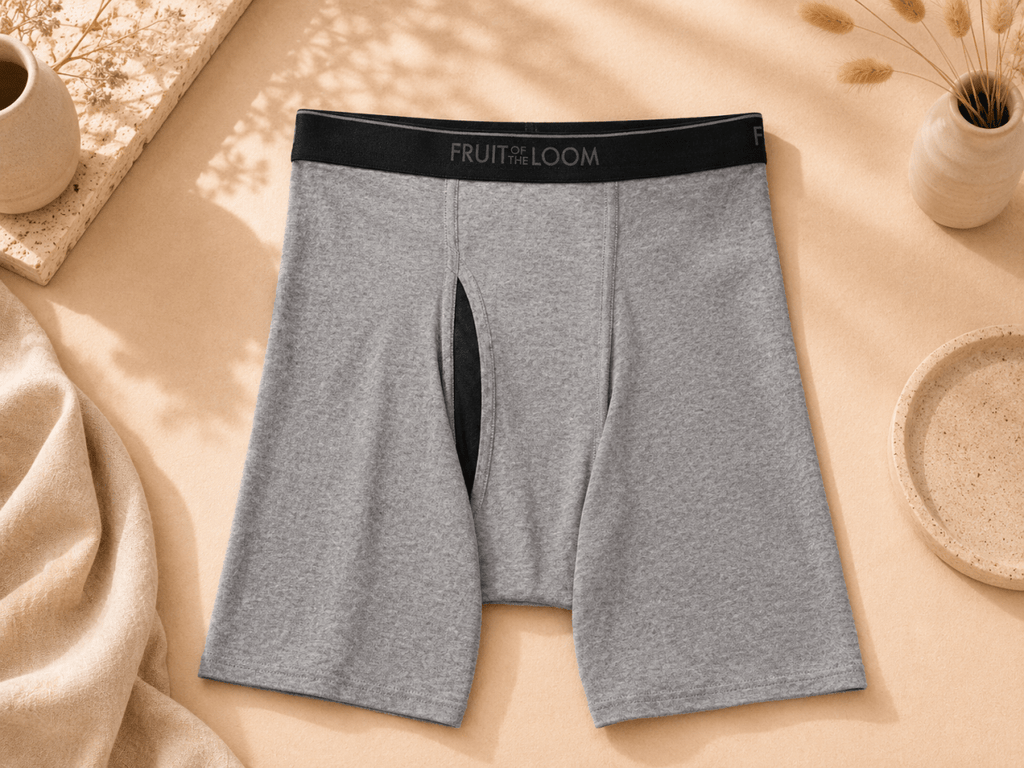 Fruit of the Loom – Caleçon boxeur gris avec braguette en maille respirante pour homme, vendu à l'unité - Ayoye Destock