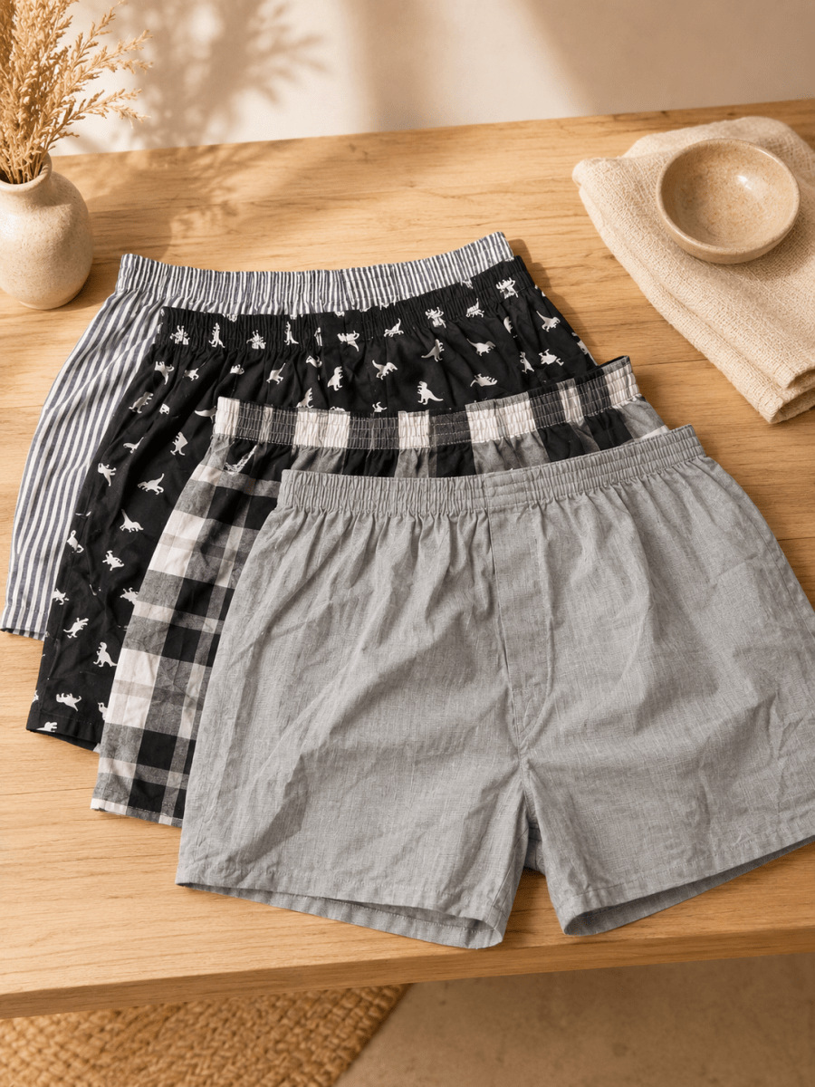 Fruit of the Loom – Caleçon boxer homme en coton, collection Prints and Stripes, vendu à l'unité, couleur variée - Ayoye Destock