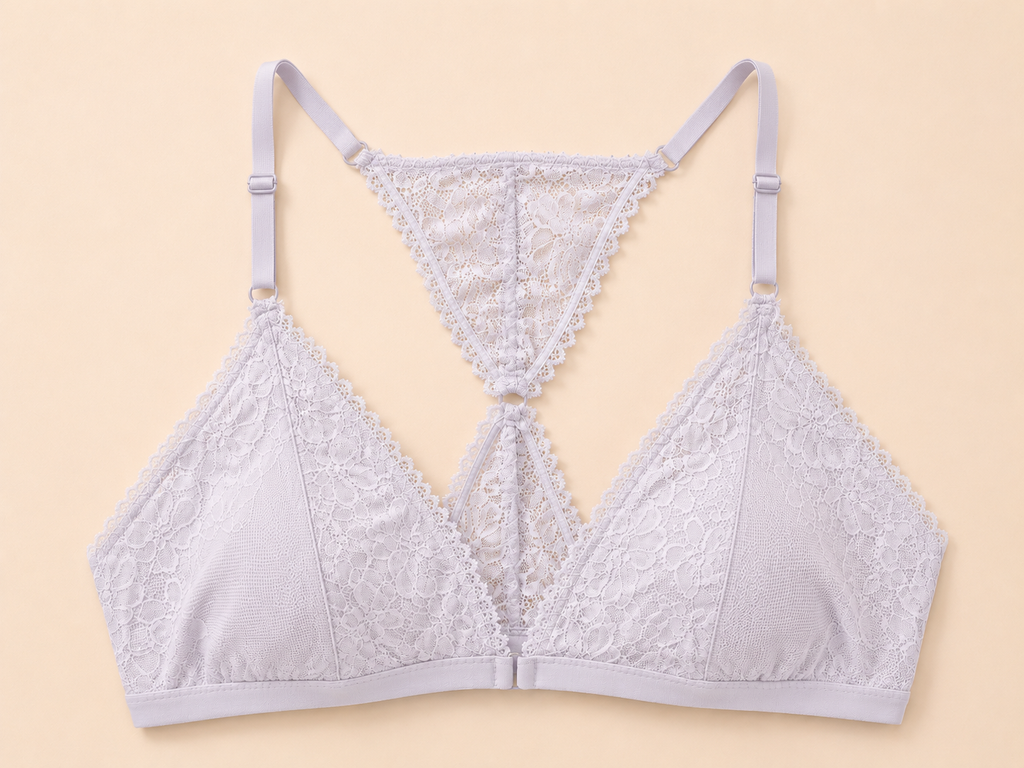George Bralette en Dentelle Florale à Dos Croisé et Fermeture Frontale pour Femmes