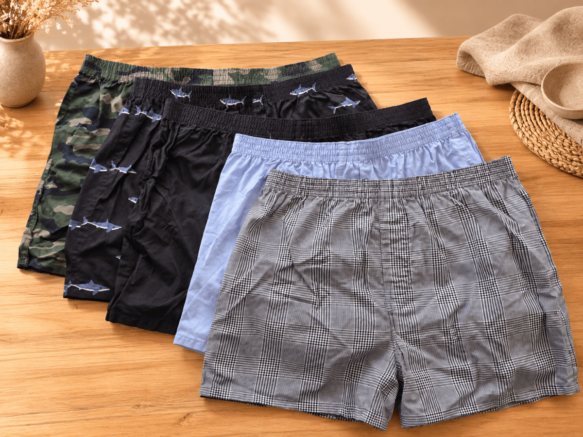 George – Caleçon boxer tissé homme en coton, vendu à l'unité, couleur variée - Ayoye Destock