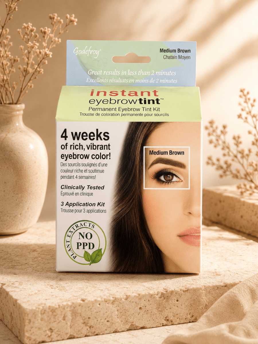 Godefroy Instant Eyebrow Tint trousse de coloration permanente pour sourcils – 4 semaines de tenue, sans PPD. - Ayoye Destock