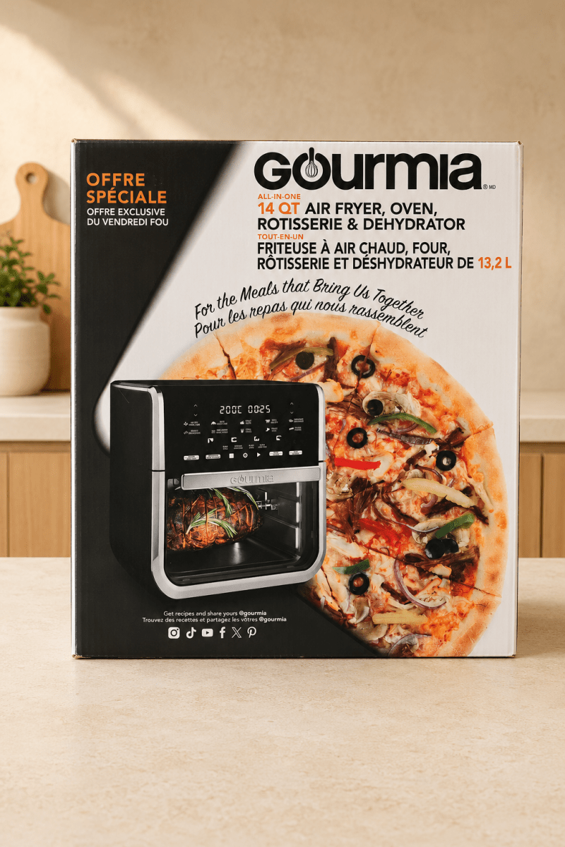Gourmia All-in-One 14 QT – Friteuse à air chaud, four, rôtissoire et déshydrateur tout-en-un - Ayoye Destock