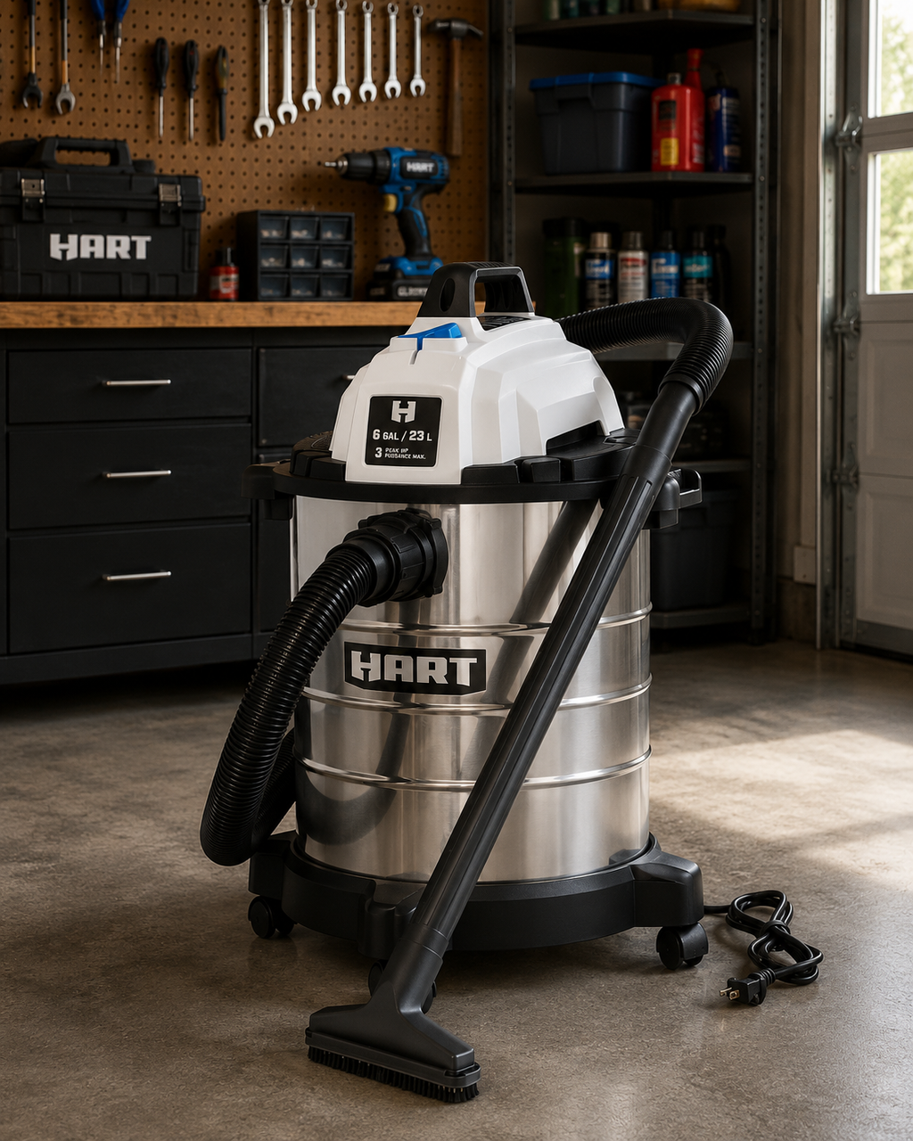 HART Aspirateur d'Atelier Sec et Humide en Acier Inoxydable 23 L (6 gal)