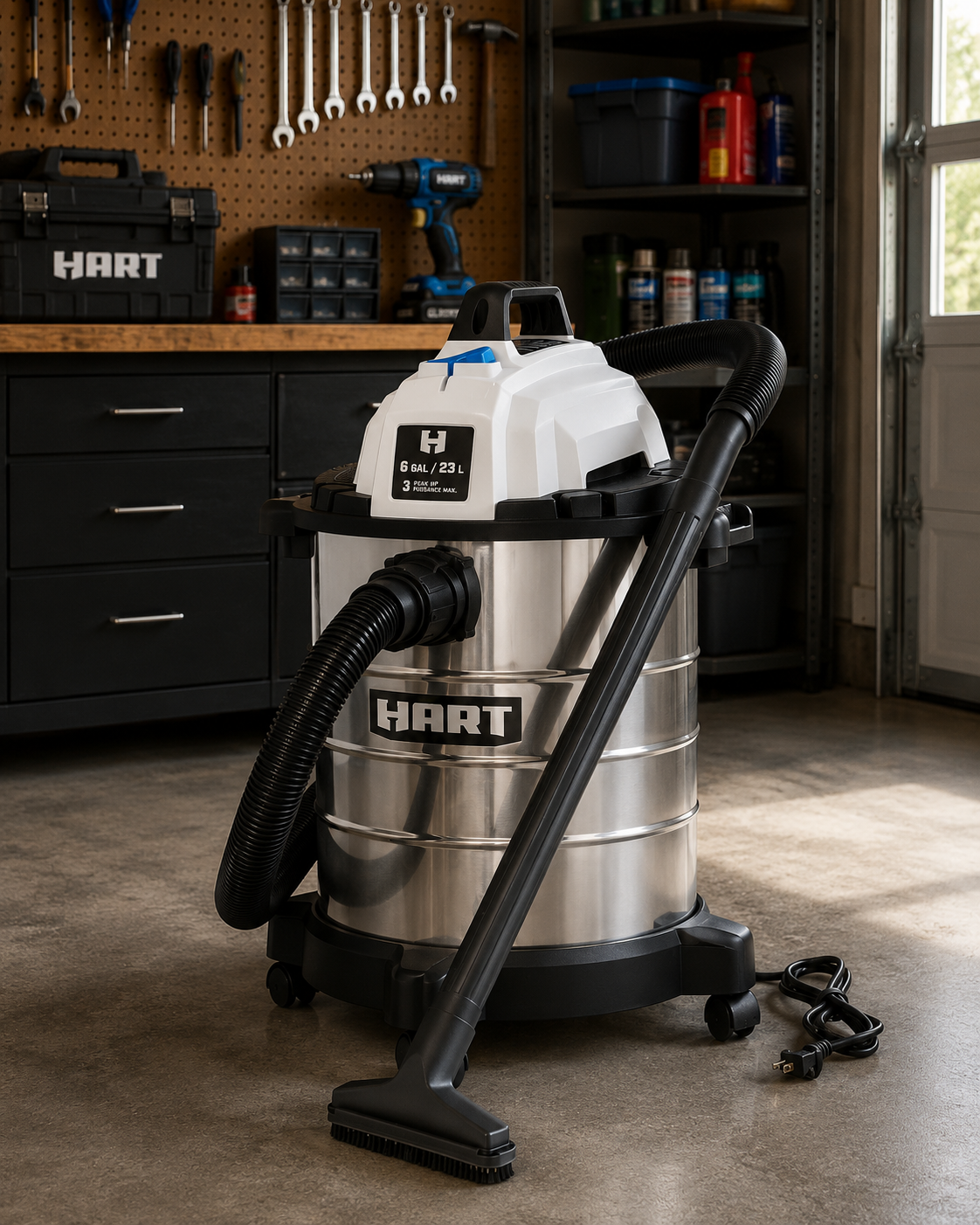 HART Aspirateur d'Atelier Sec et Humide en Acier Inoxydable 23 L (6 gal)