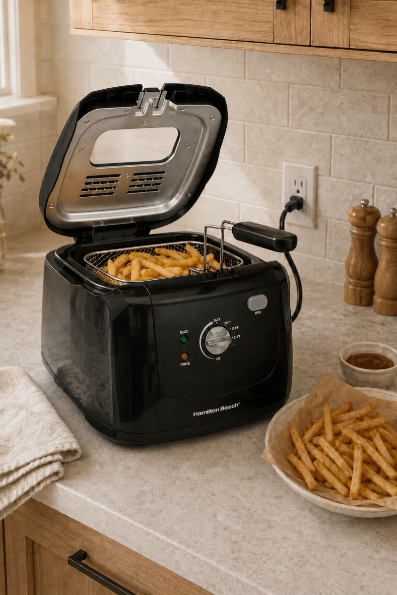 Hamilton Beach Cool-Touch – Friteuse à parois isolées, capacité de 2 litres d'huile - Ayoye Destock