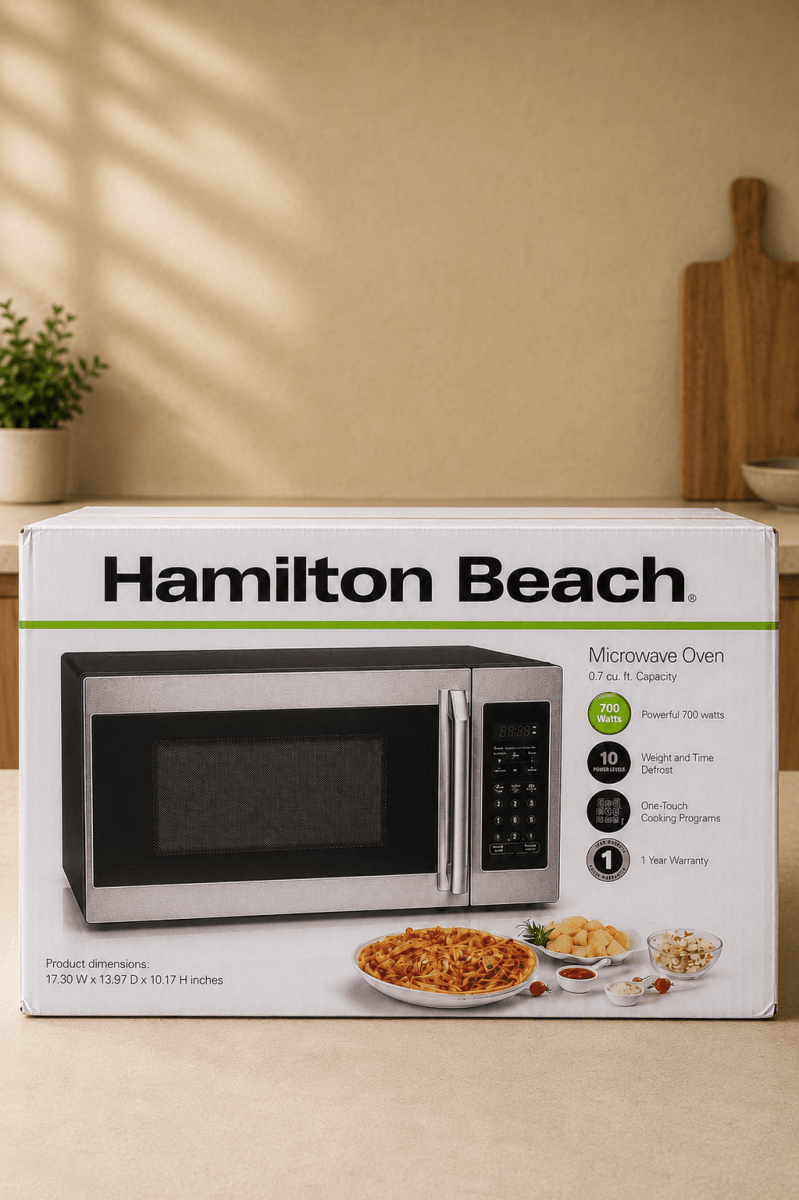 Hamilton Beach – Four micro-ondes en acier inoxydable 0,7 pi³, 700 watts - Ayoye Destock