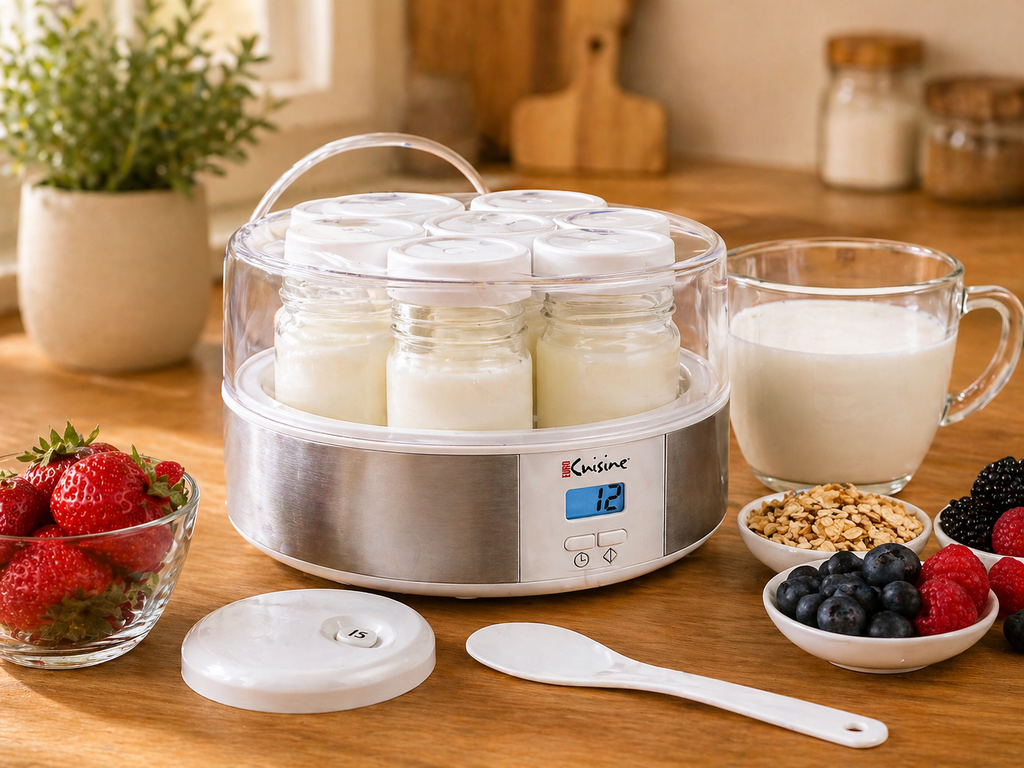 Euro Cuisine Yaourtière automatique numérique – 7 pots en verre, sans BPA