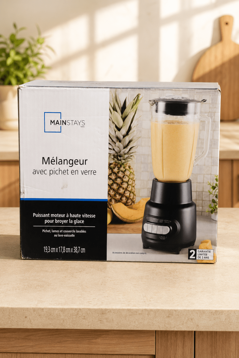 Mainstays – Mélangeur électrique avec pichet en verre 1,4 L, 500 watts - Ayoye Destock