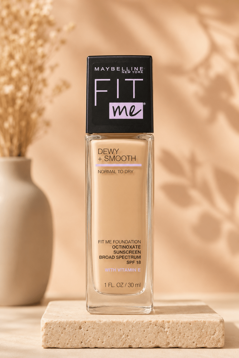 Maybelline New York Fit Me Dewy + Smooth – Fond de teint hydratant avec écran solaire SPF 18 - Ayoye Destock