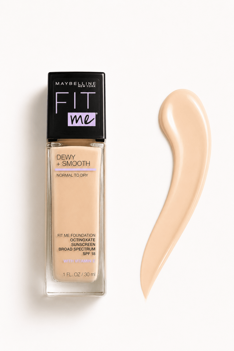 Maybelline New York Fit Me Dewy + Smooth – Fond de teint hydratant avec écran solaire SPF 18 - Ayoye Destock
