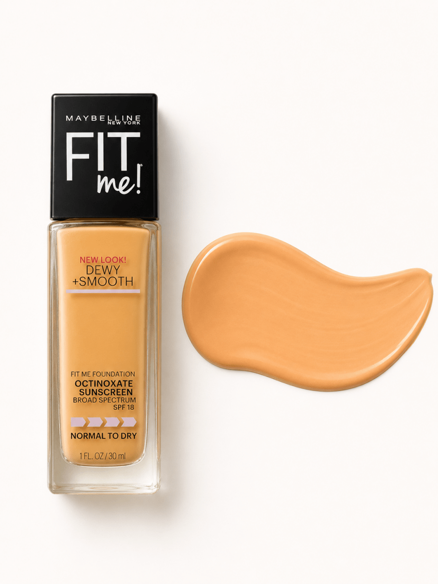 Maybelline New York Fit Me Dewy + Smooth – Fond de teint hydratant avec écran solaire SPF 18 - Ayoye Destock