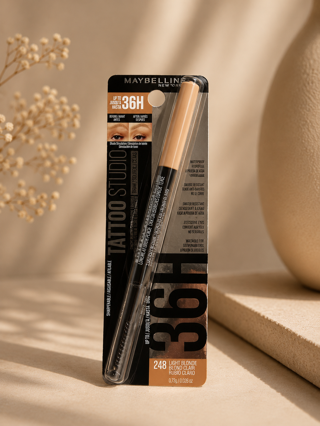 Maybelline New York Tattoo Studio – Crayon à Sourcils Pigmenté Affûtable Longue Tenue 36H | 0,73 g