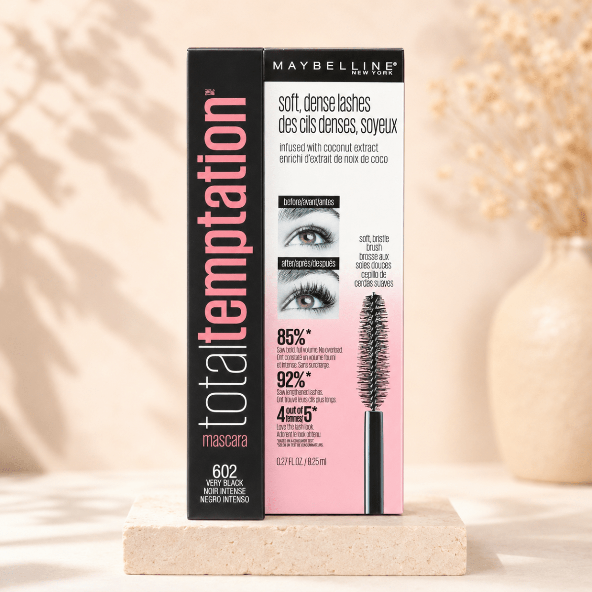Maybelline New York Total Temptation – Mascara lavable volumateur, enrichi de noix de coco - Ayoye Destock