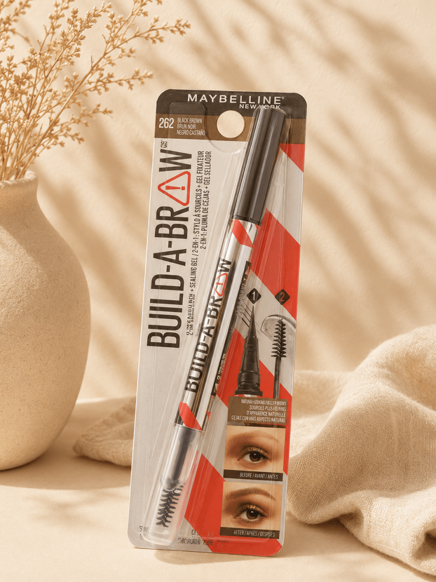 Maybelline New York Build-A-Brow stylo à sourcils 2-en-1 + gel fixateur – Sourcils naturels longue tenue 24h - Ayoye Destock