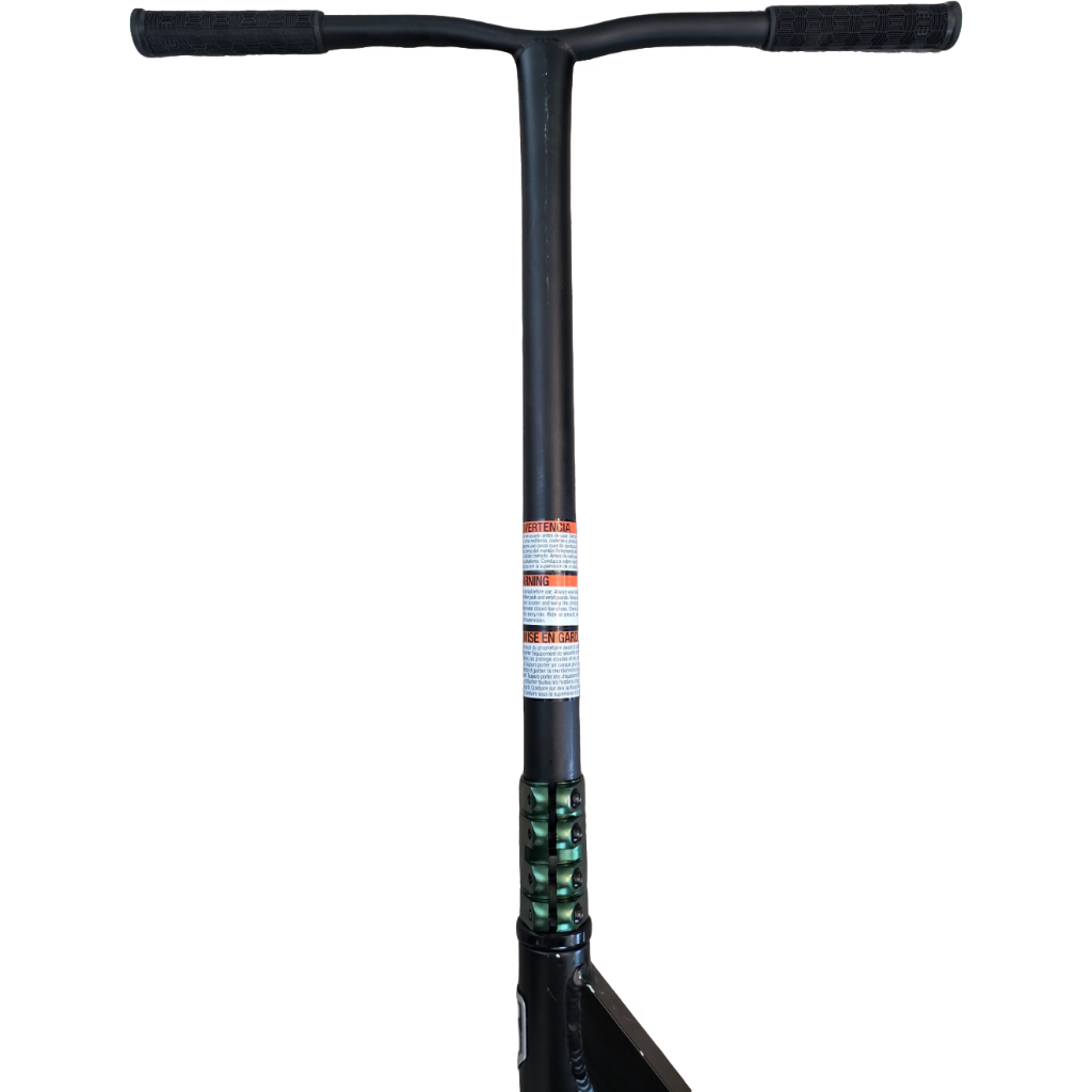 Mongoose Rise 100 Pro trottinette freestyle – Roues 100 mm, pegs avant/arrière, finition noir et vert