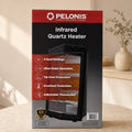 Pelonis PHR150M0BD – Chaufferette radiante infrarougeà quartz, 3 réglages de chaleur