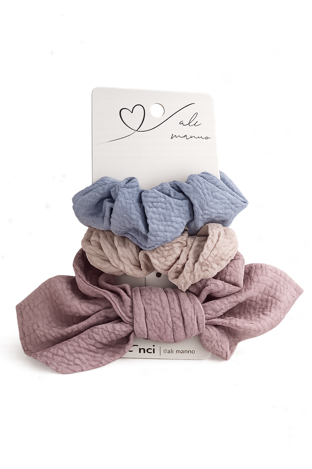 Scünci Lot de 3 chouchous texturés – Collection Ali Manno – Coloris pastel