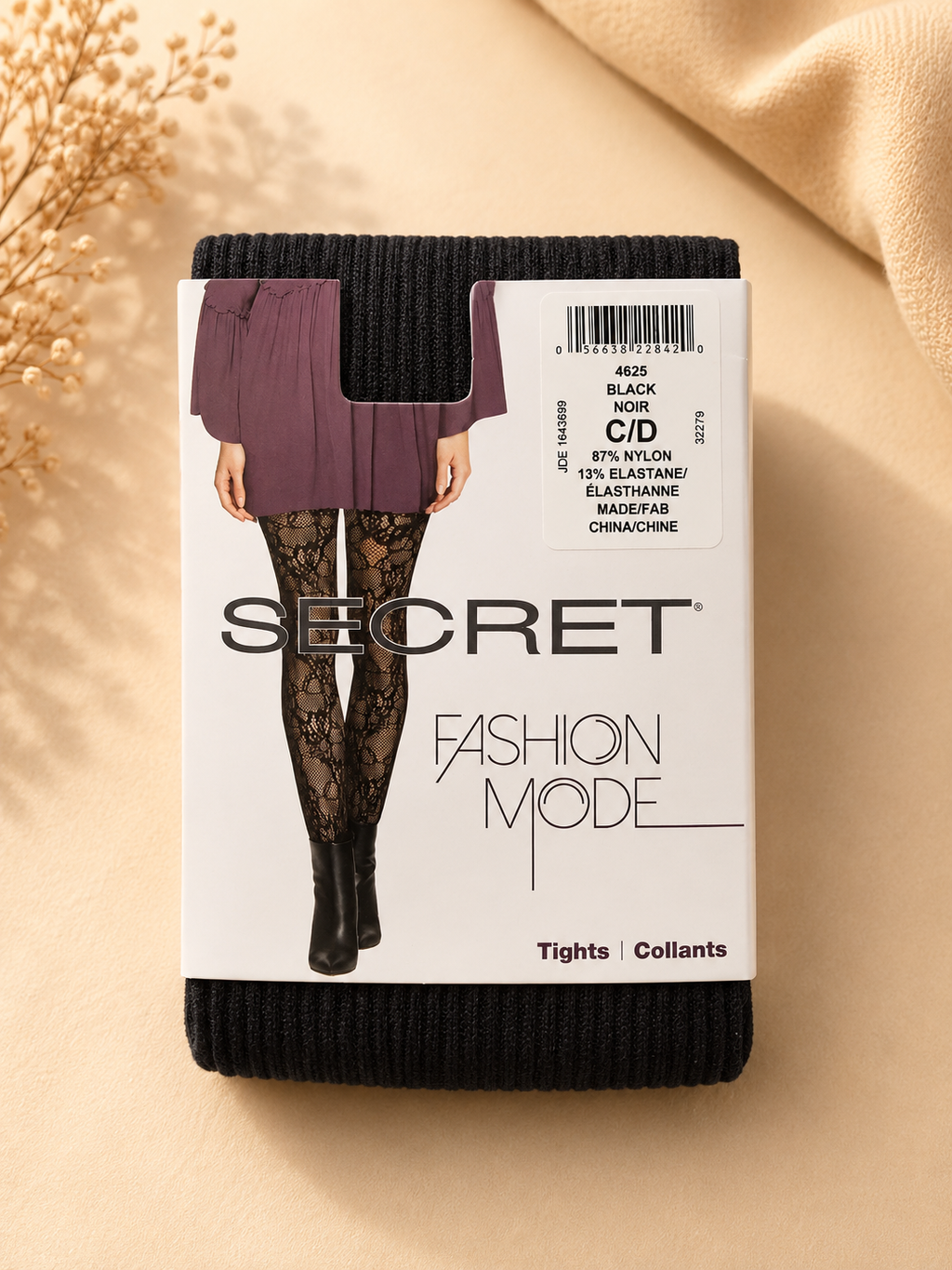 Secret Fashion Collants mode noirs texturés pour femme – Taille C/D