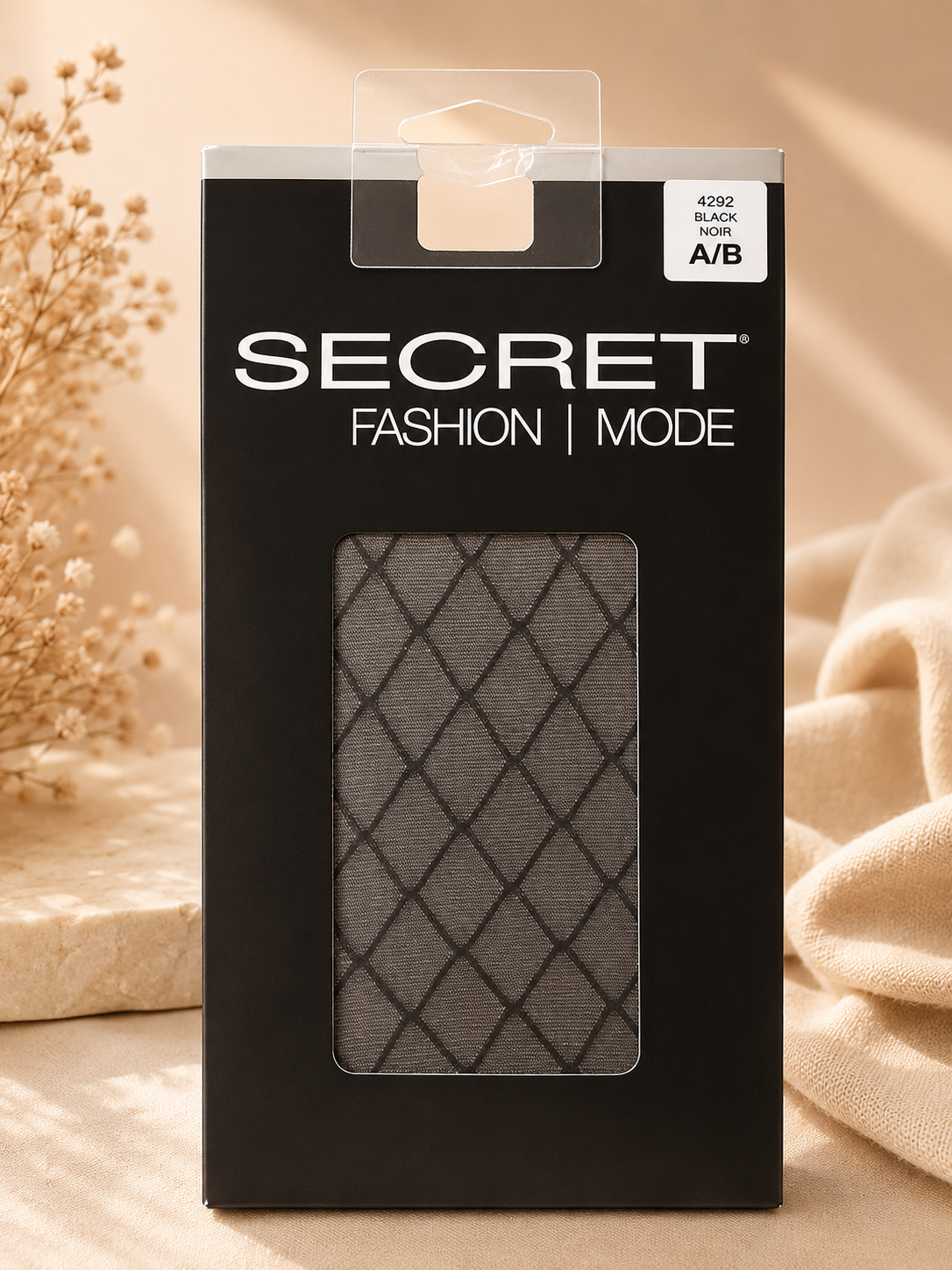 Secret Fashion Collants noirs à motif losanges pour femme