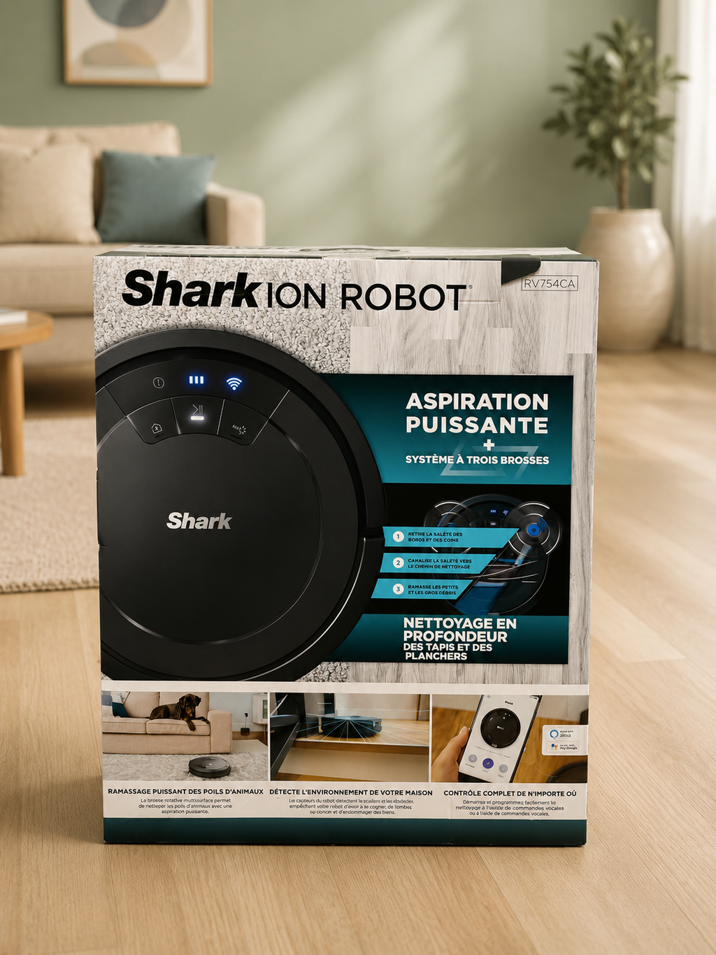 Shark ION Robot – Aspirateur Robot Wi-Fi Système Tri-Brosses Nettoyage Multisurfaces