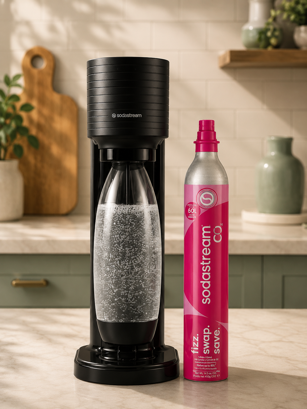 SodaStream Gaia – Appareil à Eau Pétillante Sans Fil avec Système Quick Connect | Noir
