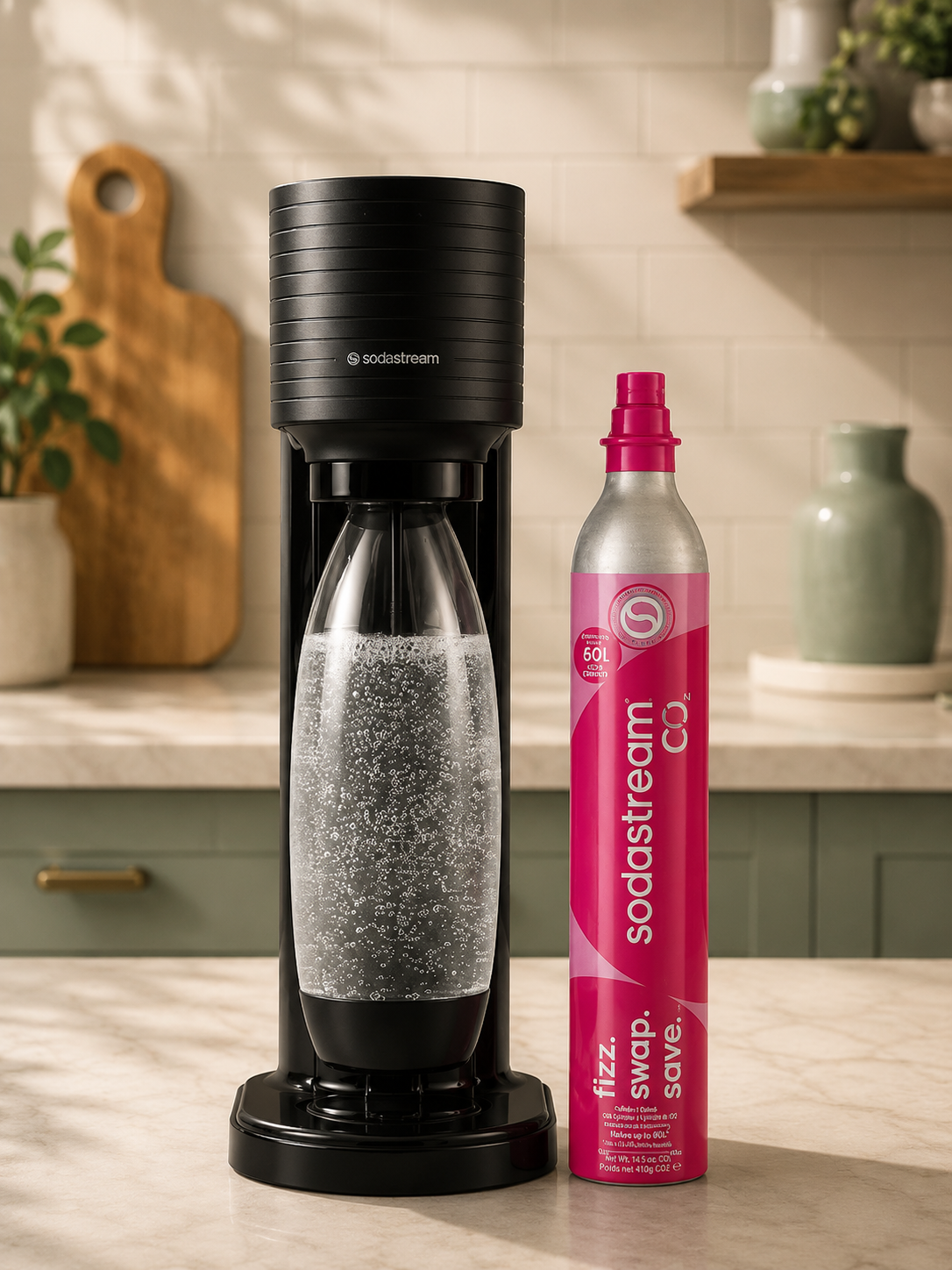 SodaStream Gaia – Appareil à Eau Pétillante Sans Fil avec Système Quick Connect | Noir