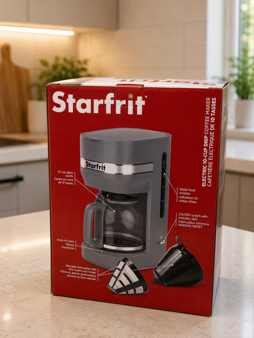 Starfrit Cafetière Électrique à Filtre 10 Tasses avec Maintien au Chaud – 900 W – Grise