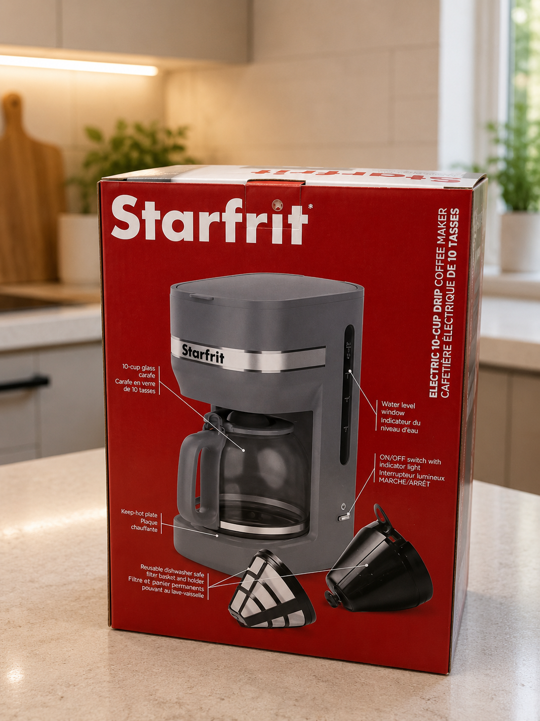 Starfrit Cafetière Électrique à Filtre 10 Tasses avec Maintien au Chaud – 900 W – Grise