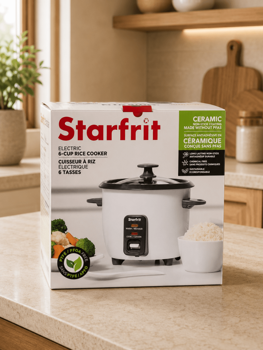 Starfrit Cuiseur à Riz Électrique 6 Tasses avec Revêtement Céramique - Ayoye Destock