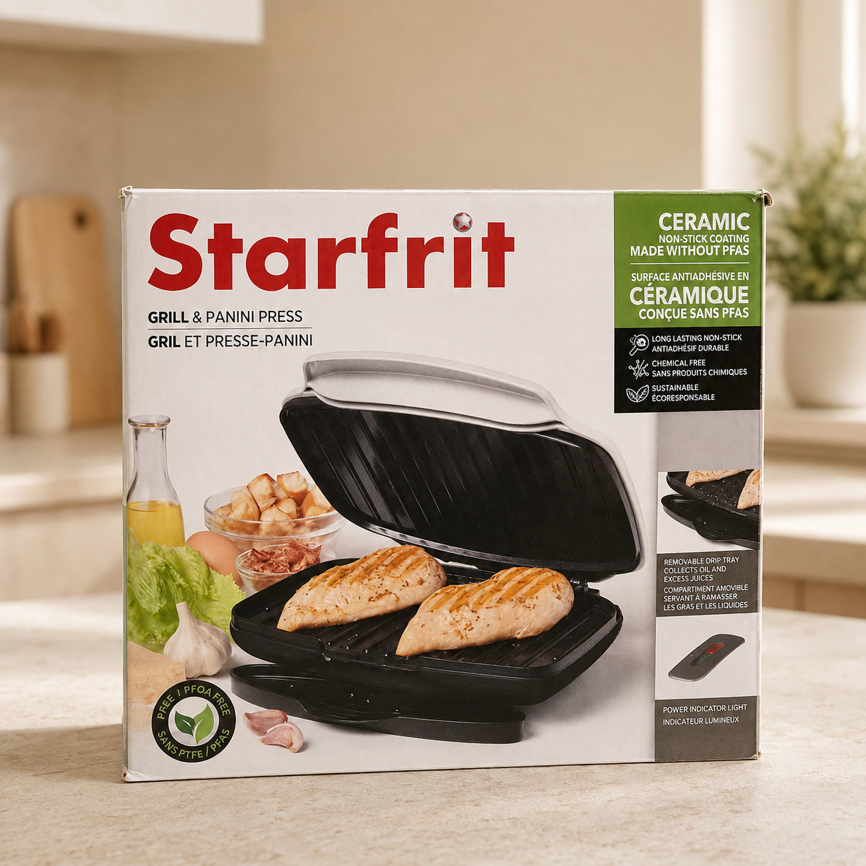 Starfrit – Gril et presse-panini, surface antiadhésive en céramique sans PFAS