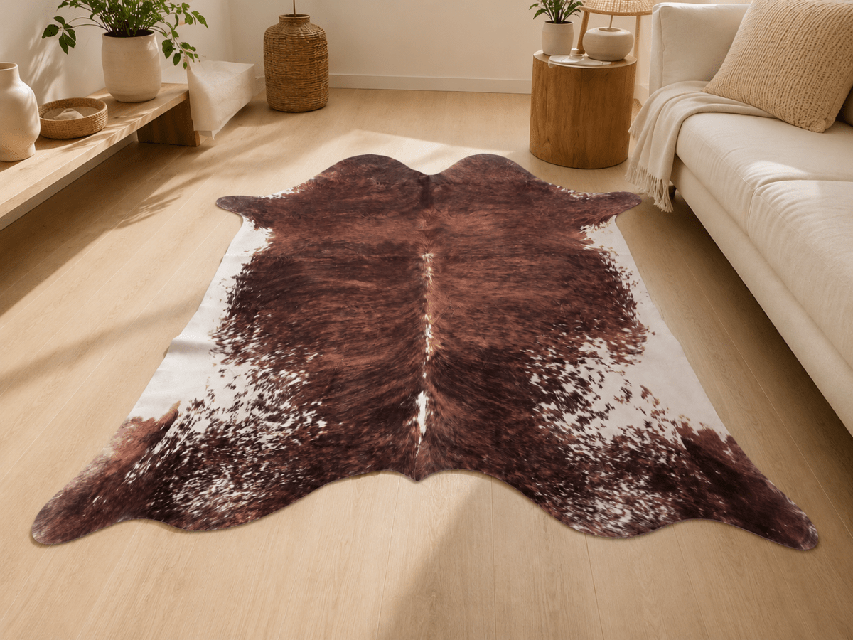 Tapis Faux Cuir de Vache – Style Cowhide Décoratif, Idéal Décor Champêtre et Western - Ayoye Destock
