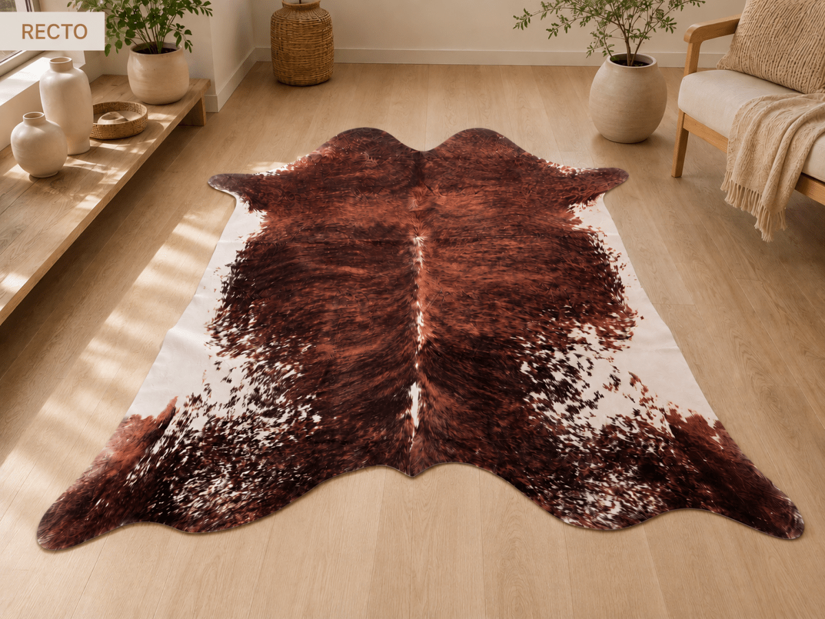 Tapis Faux Cuir de Vache – Style Cowhide Décoratif, Idéal Décor Champêtre et Western - Ayoye Destock