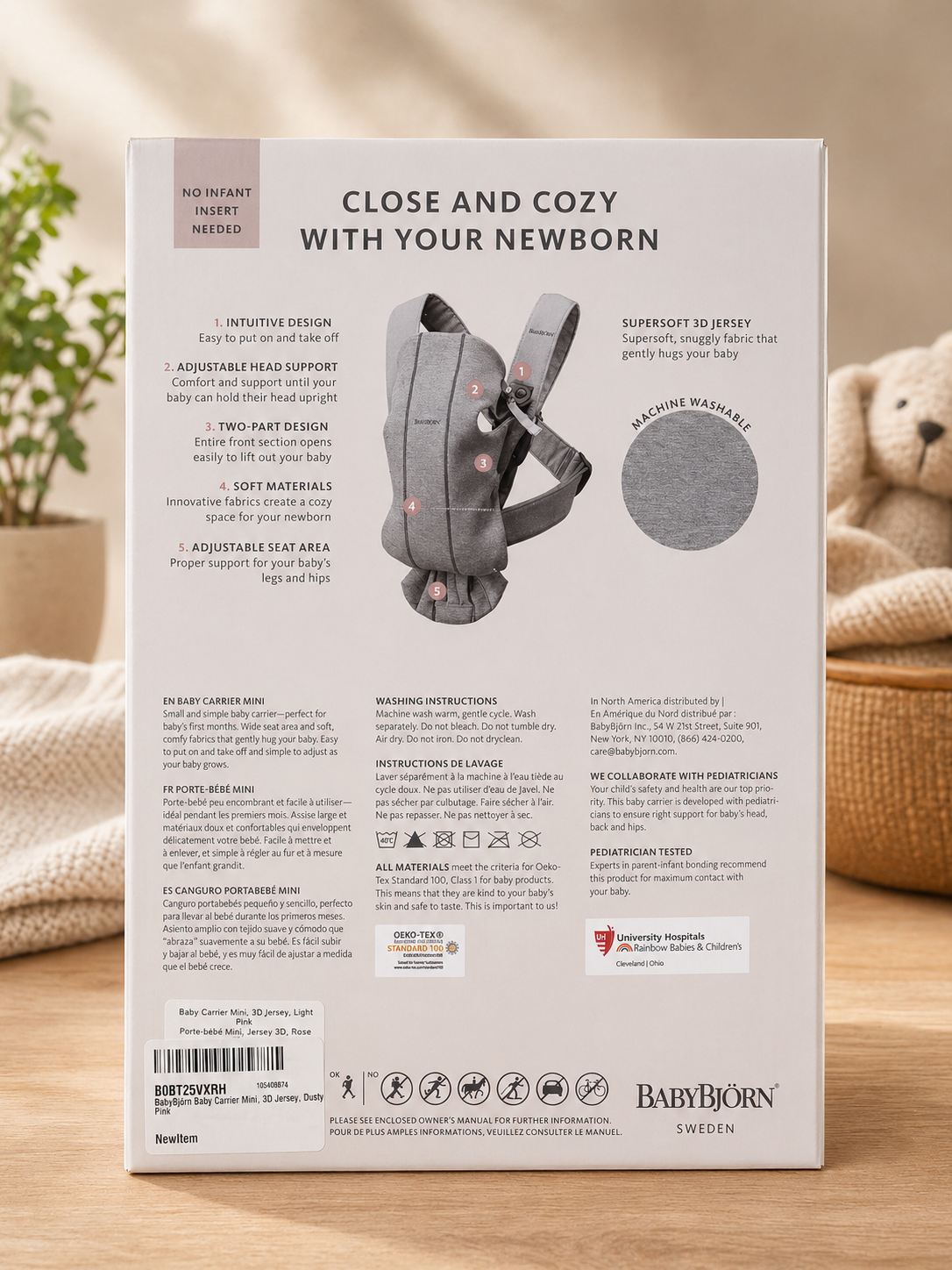BabyBjörn Porte-bébé Mini Jersey 3D pour nouveau-né