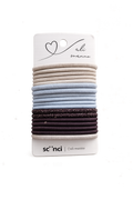 Scünci Lot de 18 élastiques à cheveux – Collection Ali Manno – Coloris neutres et bleus