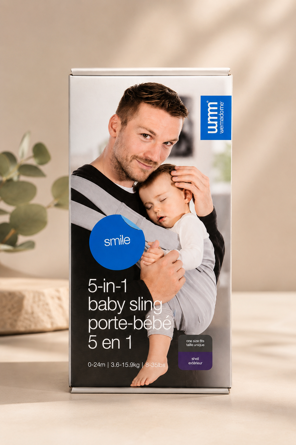 We Made Me by Diono Smile Sling – Porte-bébé écharpe 5 en 1 – 0 à 24 mois – 3,6 à 15,9 kg